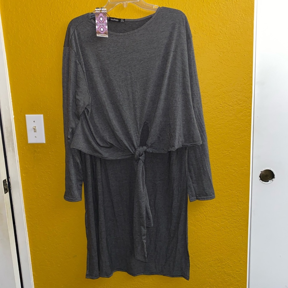 Boohoo Plus Size Tie Front Maxi Tshirt